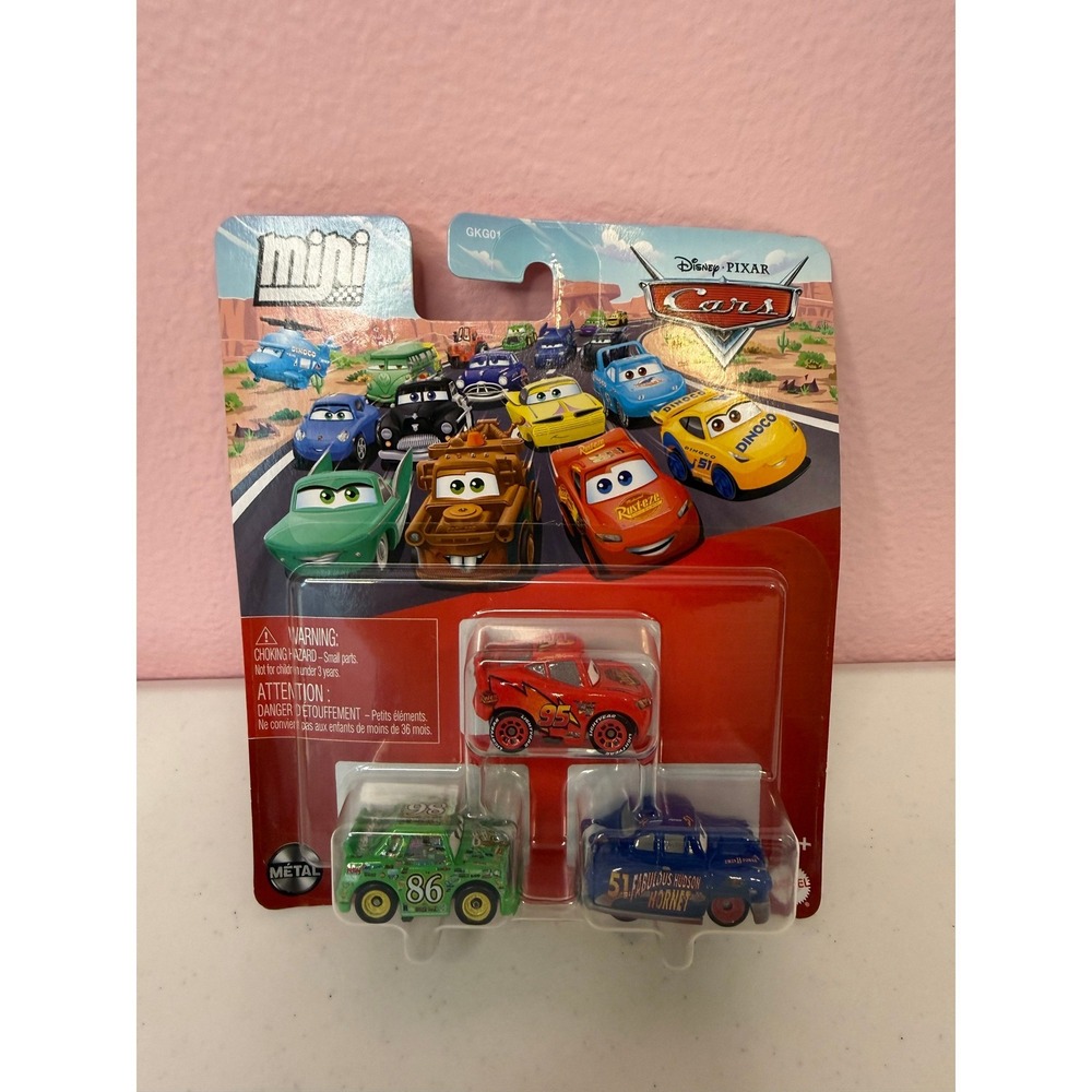 Disney Pixar Cars Mini Racers 3-Pack Lightning McQueen Hudson Hornet Chick Hicks